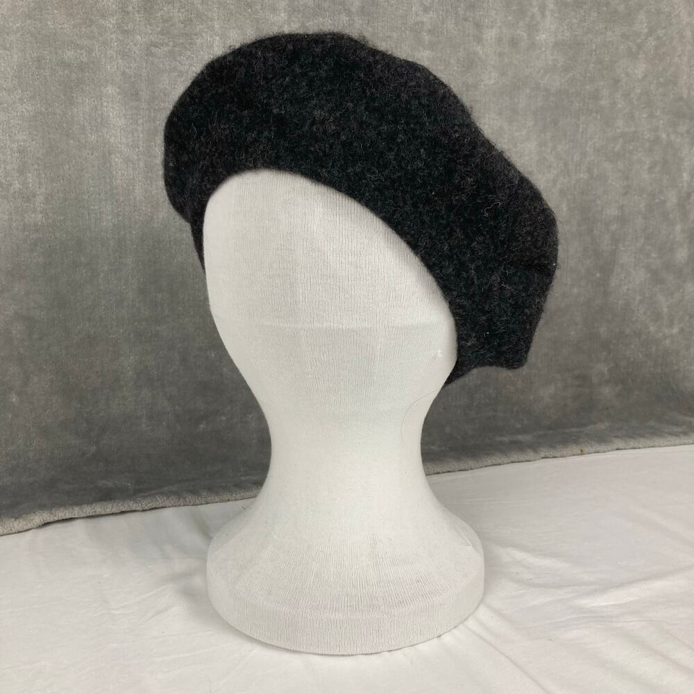 Charcoal Gray Beret Hat Unisex OS 100% Wool Winter Classic Artist Dark Academia